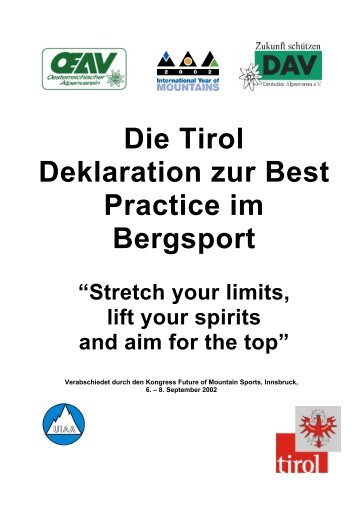 Die Tirol Deklaration zur Best Practice im Bergsport - Alpine Action