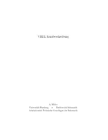 VHDL Kurzbeschreibung