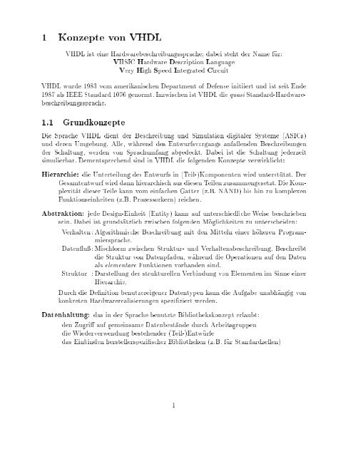 VHDL Kurzbeschreibung