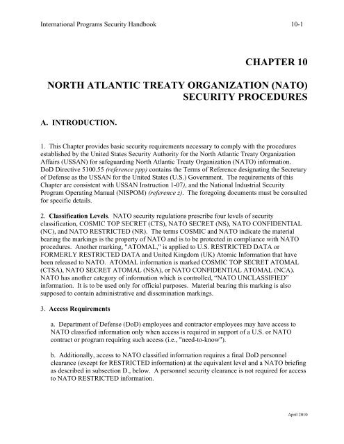 Chapter 10 - NATO Security Procedures - Avanco International, Inc.