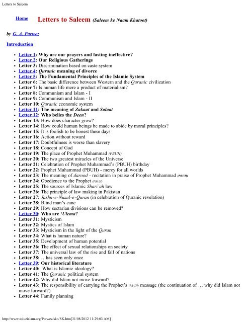 Letters To Saleem Resurgent Islam