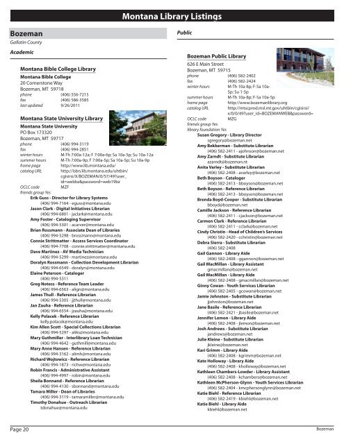 Montana Library Listings - FTP Directory Listing