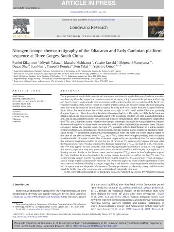 Nitrogen isotope chemostratigraphy of the Ediacaran and Early ...