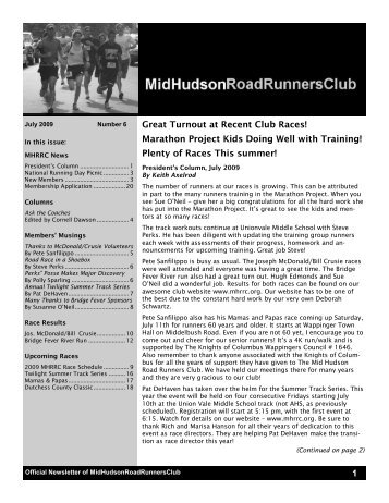 1 Great Turnout at Recent Club Races! - Mid-Hudson Road Runners