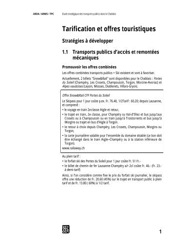 Tarification et offres touristiques