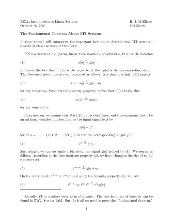 The Fundamental Theorem For LTI Systems