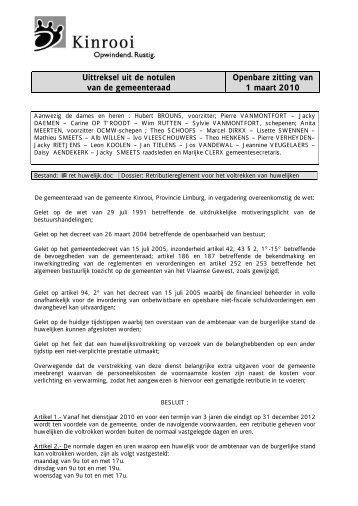 Uittreksel uit de notulen van de gemeenteraad ... - Gemeente Kinrooi