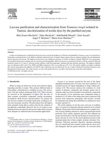 Laccase purification and characterization from Trametes trogii ...