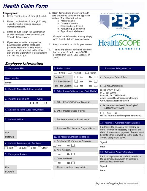 Medical Claim Form (PDF) - Pebp.state.nv.us