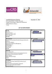 LIST OF PARTICIPANTS - EuroCRIS