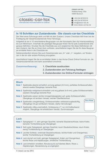 Oldtimer-Checkliste als PDF zum Download - classic-car-tax