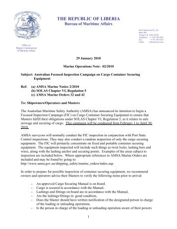 Marine Operations Note 02/2010 - liscr
