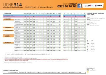 Ligne 314 Lauterbourg - Wissembourg horaires valables du 9 ...