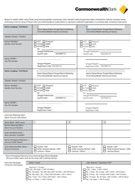 additional data of know your institution/corporate customer