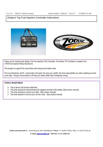 ZodiacÃ‚Â® Top Fuel Injection Controller Instructions
