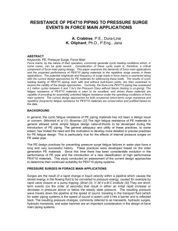 Resistance of PE4710 Piping to Pressure Surge Events in Force ...