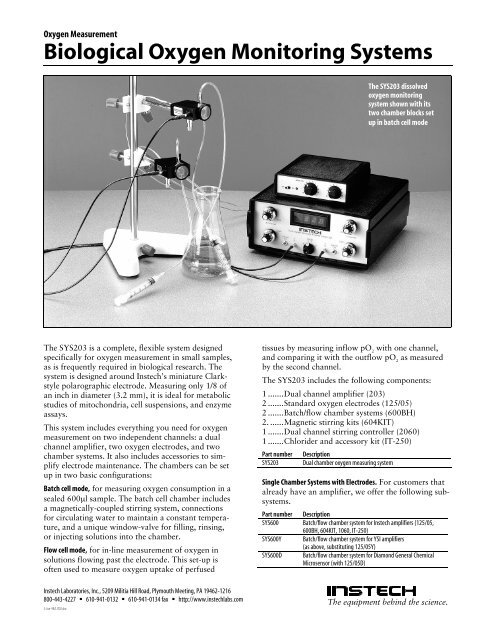 Biological Oxygen Monitoring Systems - Instech Laboratories, Inc.