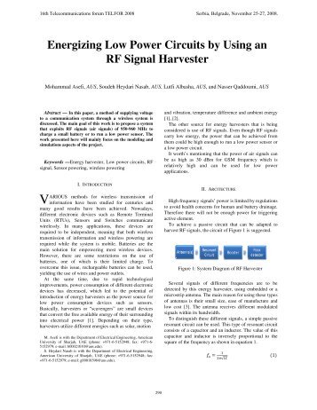 Energizing Low Power Circuits by Using an RF Signal ... - Telfor 2008
