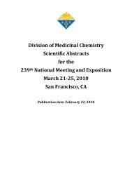 Division of Medicinal Chemistry Scientific Abstracts for the 239th ...