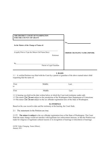 Name Change Order - Minor - Grant County Government