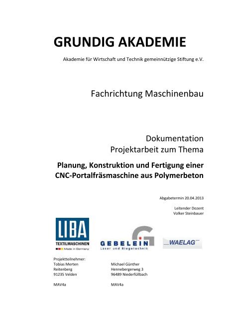 Bau einer 3-Achs CNC PortalfrÃ¤smaschine aus Polymerbeton