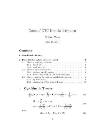 Notes of GTC formula derivation
