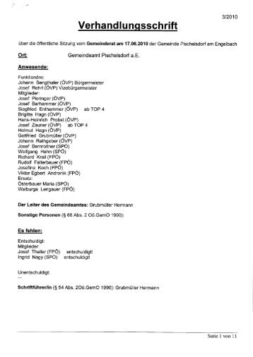 Protokoll Gemeinderatssitzung 17.06.2010