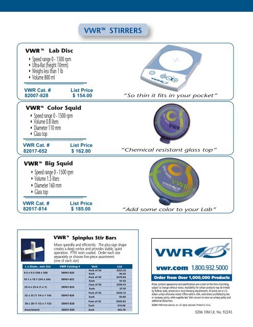 VWR Hotplate Stirrers - Sites