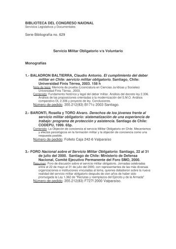 BibliografÃ­a sobre Servicio Militar Obligatorio v/s Voluntario