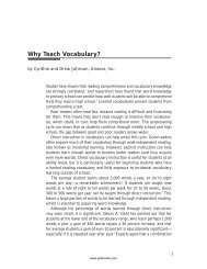 Why Teach Vocabulary?â by Cynthia and Drew Johnson