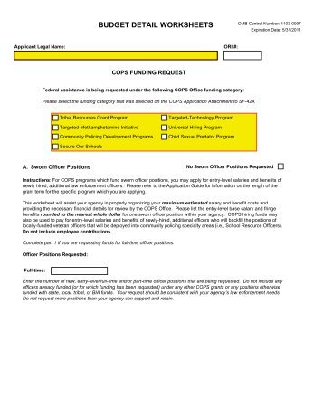 BUDGET DETAIL WORKSHEETS - Grants.gov