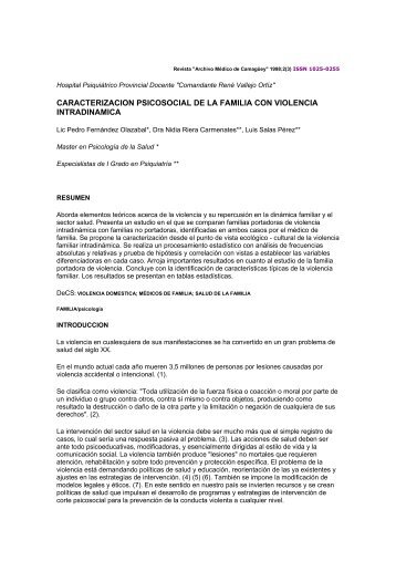 caracterizacion psicosocial de la familia con violencia intradinamica