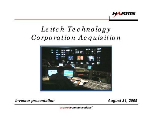 Leitch Technology Corporation Acquisition