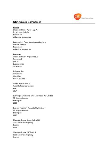 GSK group companies