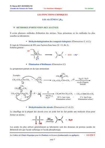 LES FONCTIONS CHIMIQUES LES ALCÃNES CnH2n ... - Orgapolym