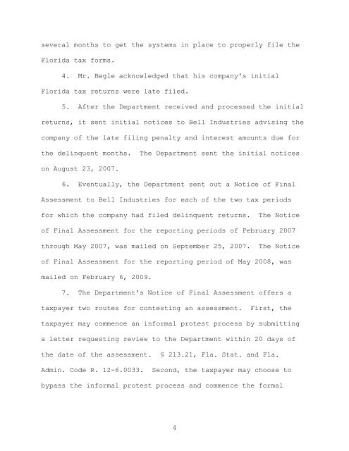 Bell Industries, Inc. vs. Department of Revenue - Florida Sales Tax ...