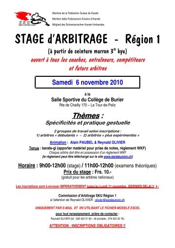 STAGE d'ARBITRAGE - RÃ©gion 1 - Ippon Karate Club Tivoli
