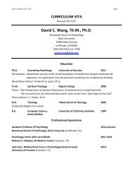 David C Wang CV - Biola University