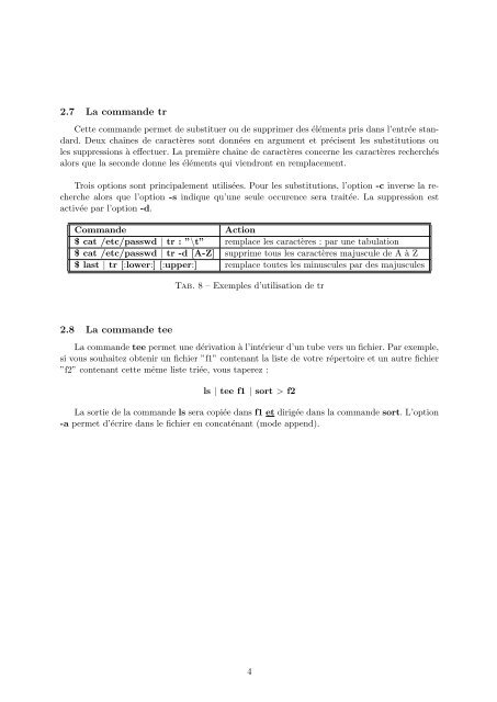 Le Shell: les tubes, les filtres, Ã©criture de scripts