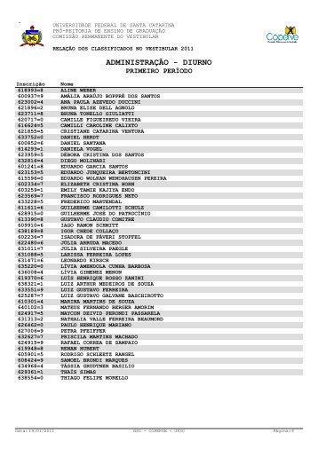 Resultado Oficial Completo [PDF] - Vestibular UFSC/2011