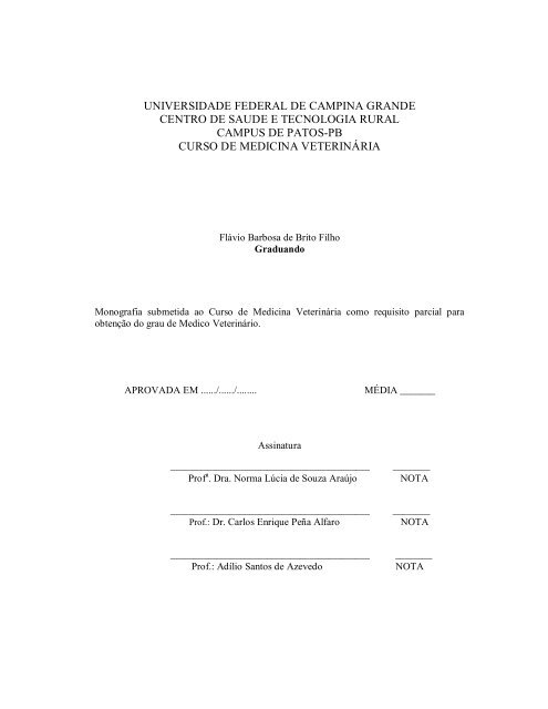 Estudo Retrospectivo das enfermidades ... - Cstr.ufcg.edu.br