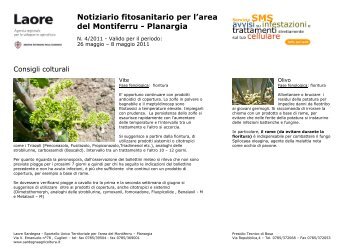 Notiziario fitosanitario - Sardegna Agricoltura