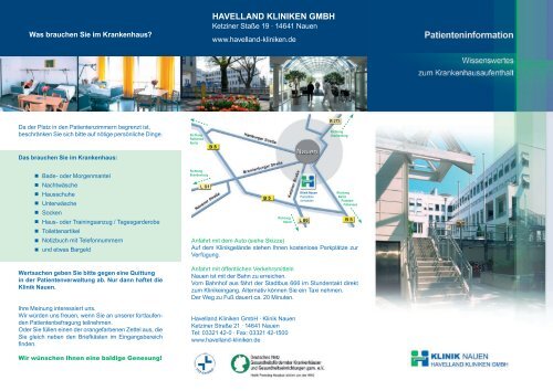 Flyer Patienteninformation - Havelland Kliniken Unternehmensgruppe