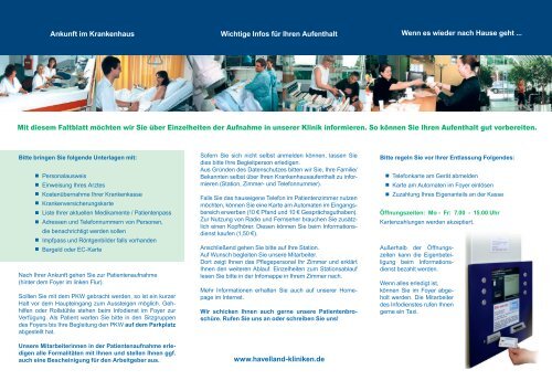 Flyer Patienteninformation - Havelland Kliniken Unternehmensgruppe