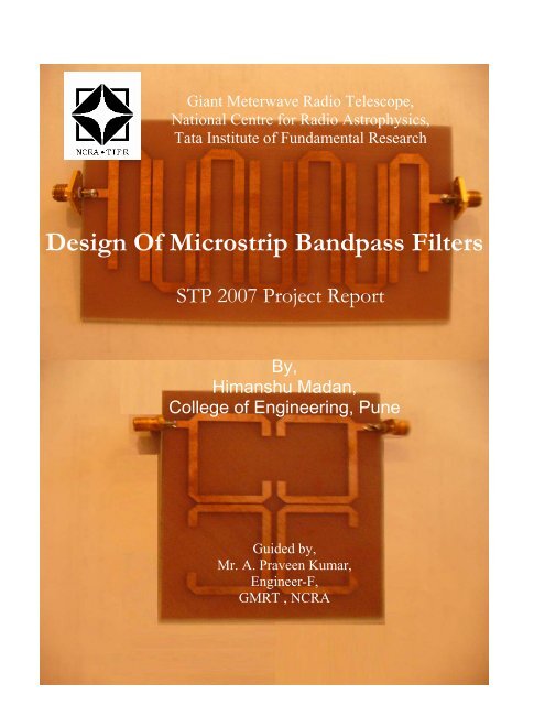 Design Of Microstrip Bandpass Filters - Tata Institute of Fundamental ...