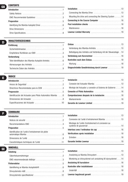 Mamba Autopilot Drive Installation Guide Mamba ... - Lewmar