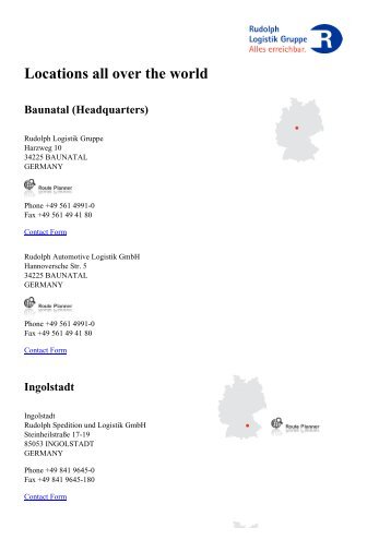 Locations all over the world Baunatal - Rudolph Logistik Gruppe
