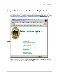 Using the Hollins Information System for ... - Hollins University