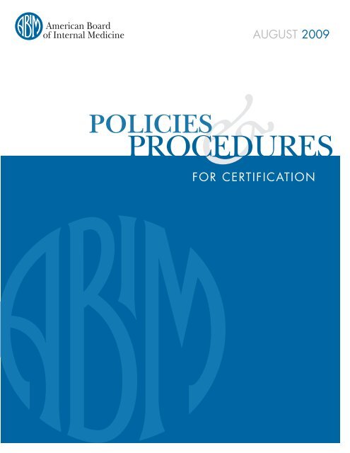 Policies and Procedures for Certification - College of Medicine