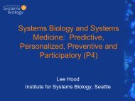 Systems Biology and Systems Medicine: Predictive, Personalized ...